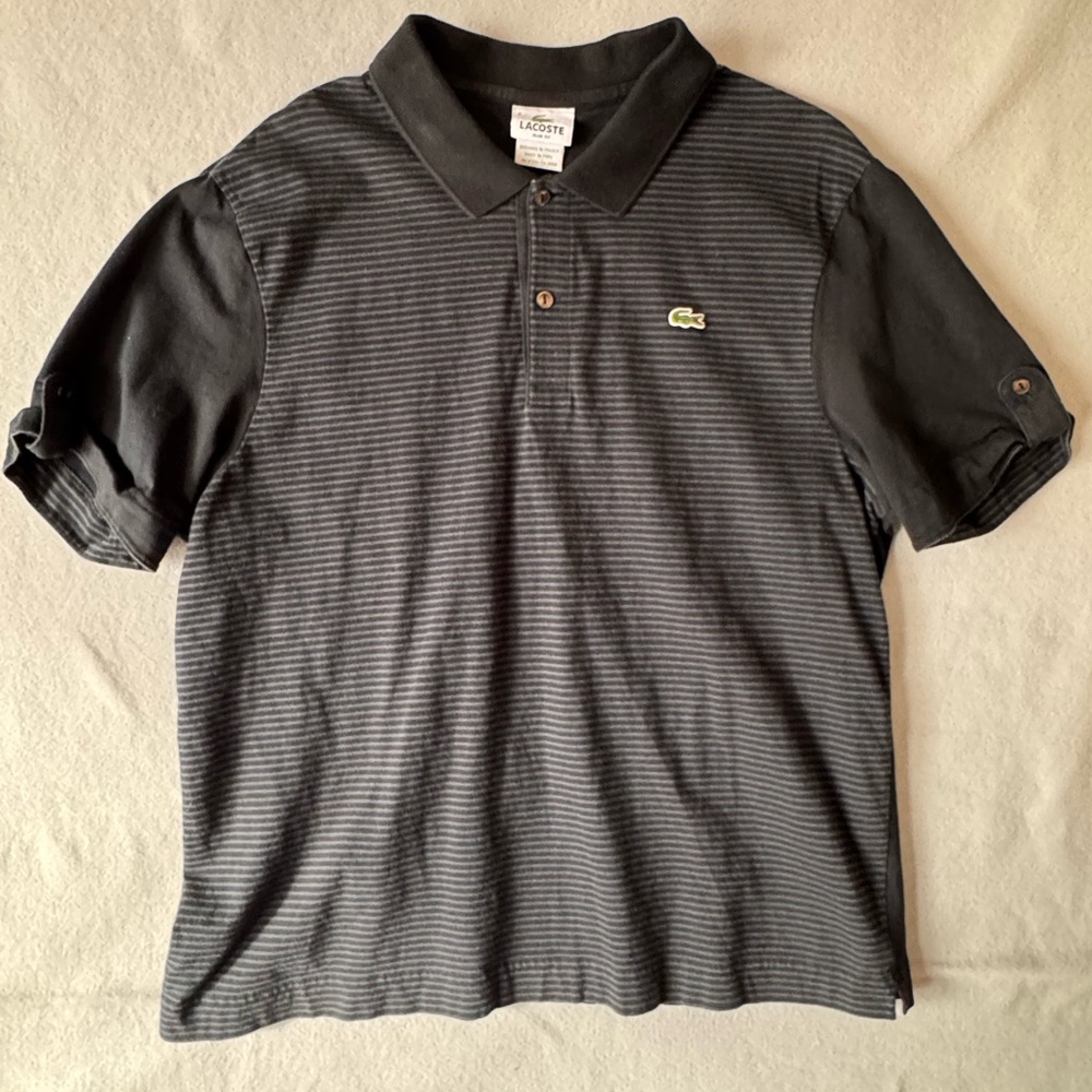 Lacoste Men's Black Striped Polo Shirt